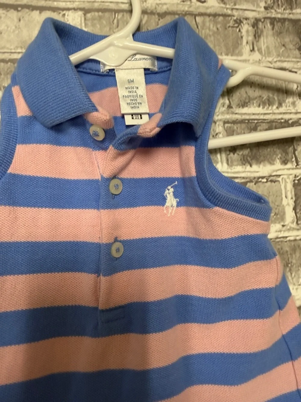 Ralph Lauren Blue and Pink Striped Polo Sundress with Matching Bloomers‎